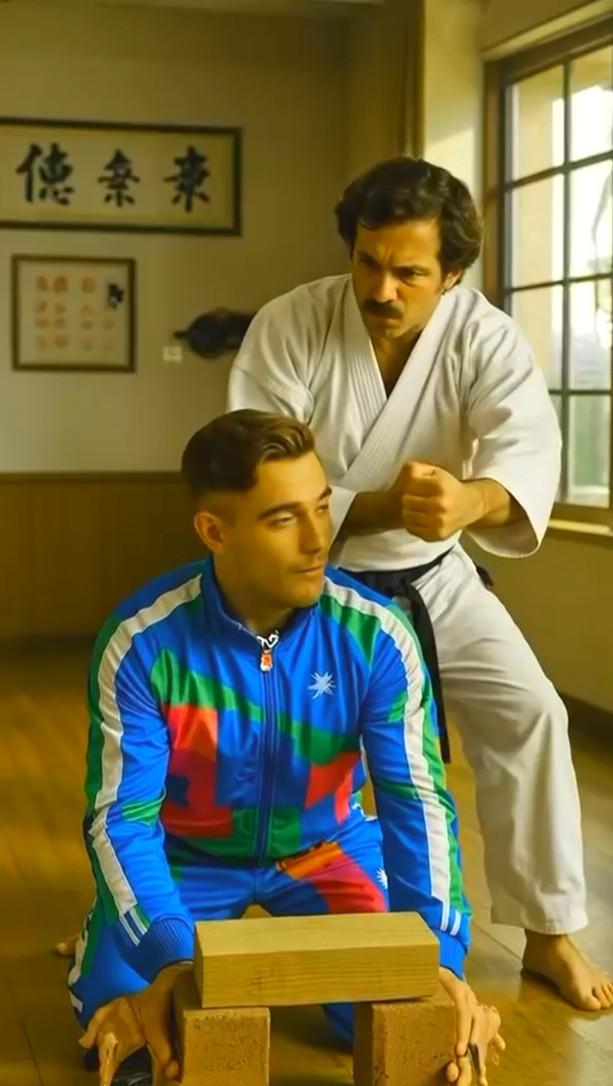 Fotogramma dal cortometraggio 52: un dojo di karate
